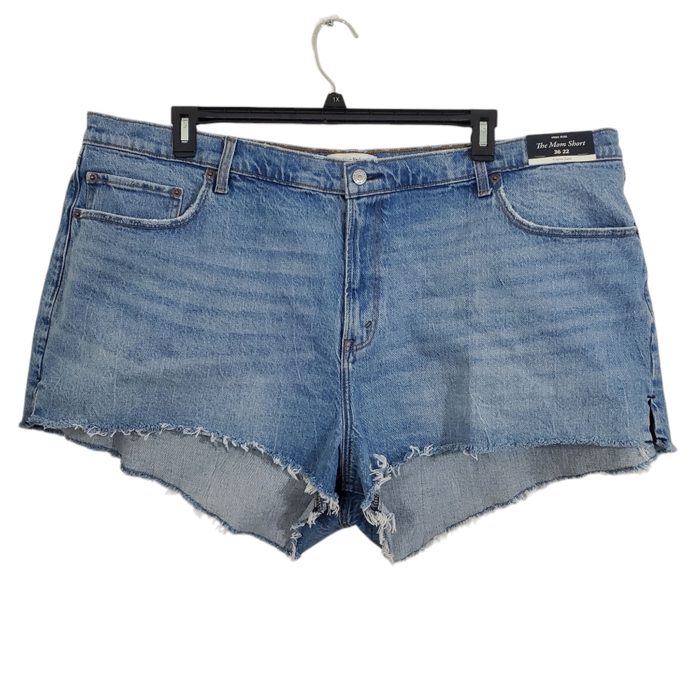 NWT Abercrombie & Fitch Curve Love Mom Shorts Denim Jean Cutoff Size 36 Boho